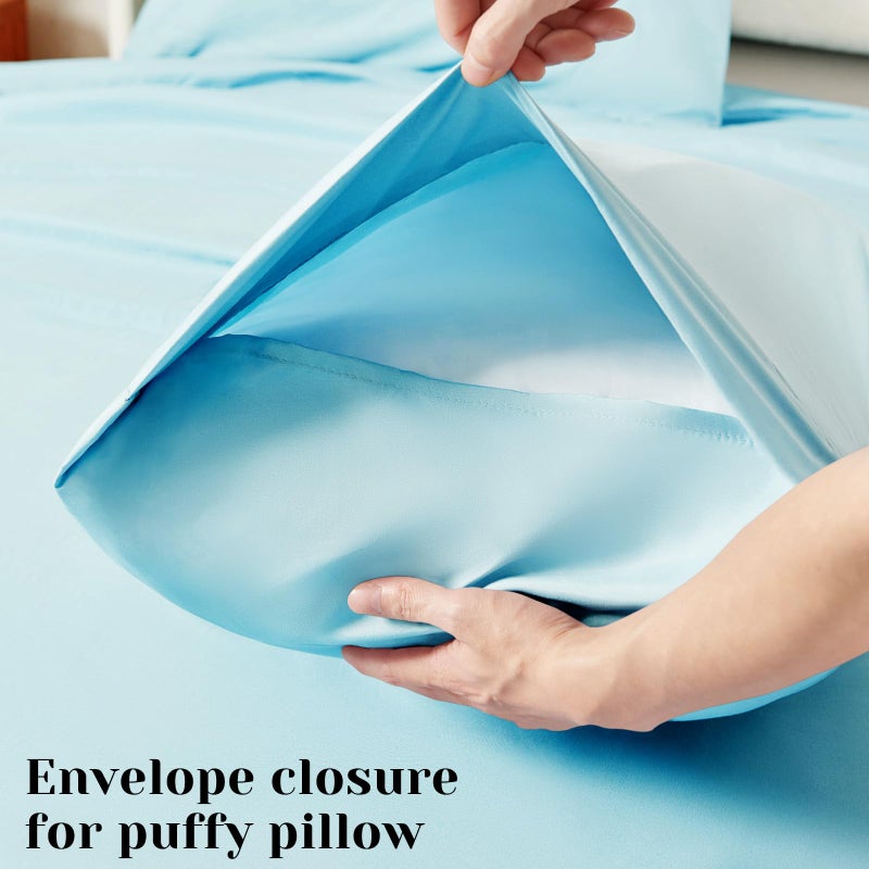 BYSURE 6 Pieces Bed Sheets Set(Queen, Baby Blue) - Hotel Luxury Super Soft 1800 Thread Count 100% Microfiber Sheets with Deep Pockets, Wrinkle & Fade Resistant - Image 5